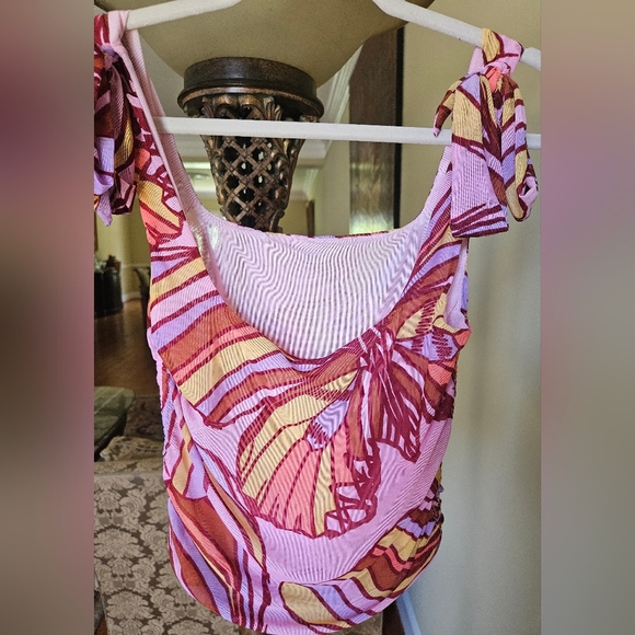 NWOT Free People Avenue mesh tank top pink/multicolor - Picture 10 of 12